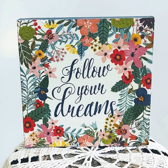 TIERED TRAY DECOR/MINI WOOD SIGN/FOLLOW YOUR DREAMS SIGN/GIFT HOME DECOR - Picture 1 of 3